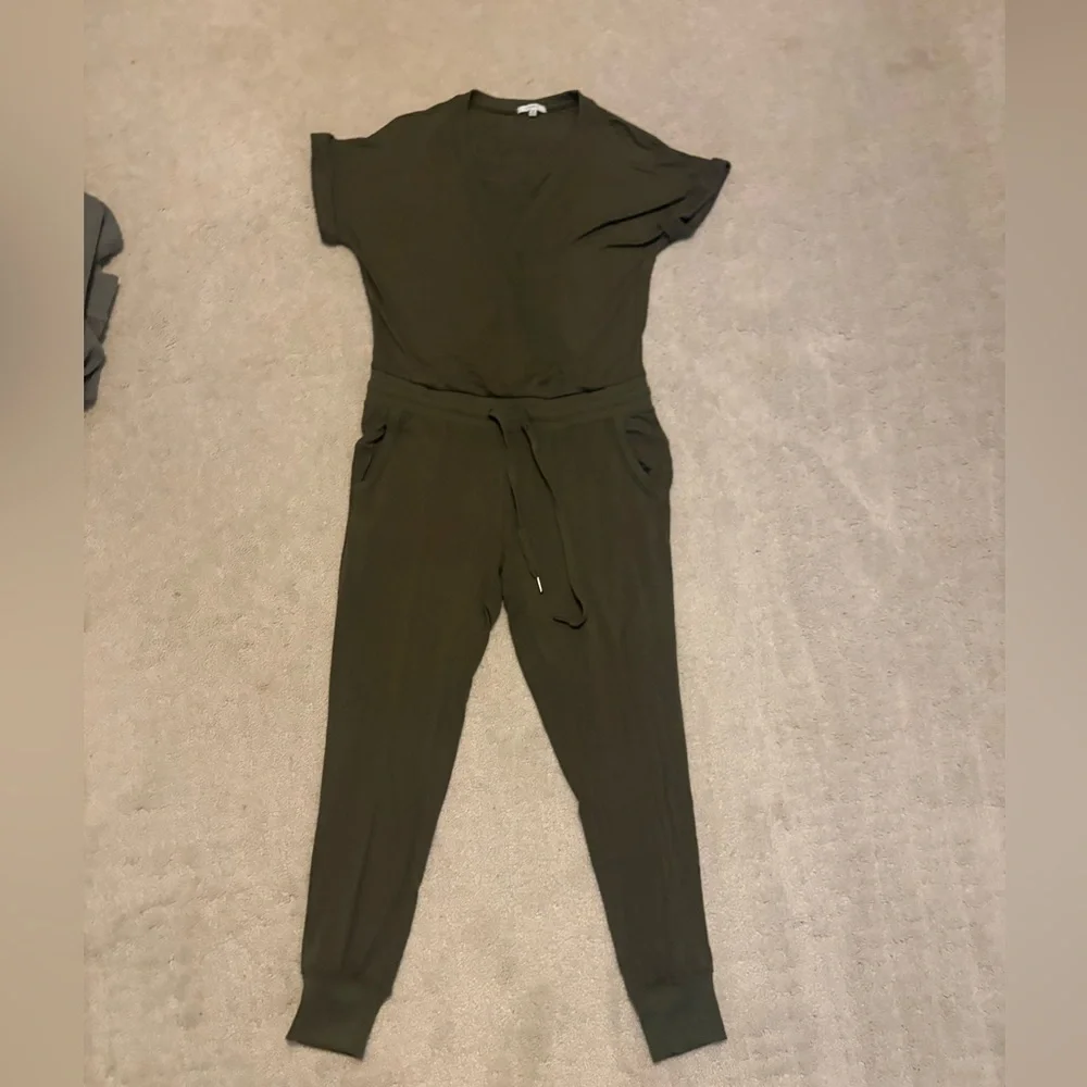 Z Supply Olive Green Short-Sleeve Tie-Waist Jumpsuit